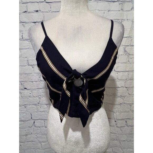 Volcom striped Adjustable Strap crop top with tie size Medium - Picture 1 of 7